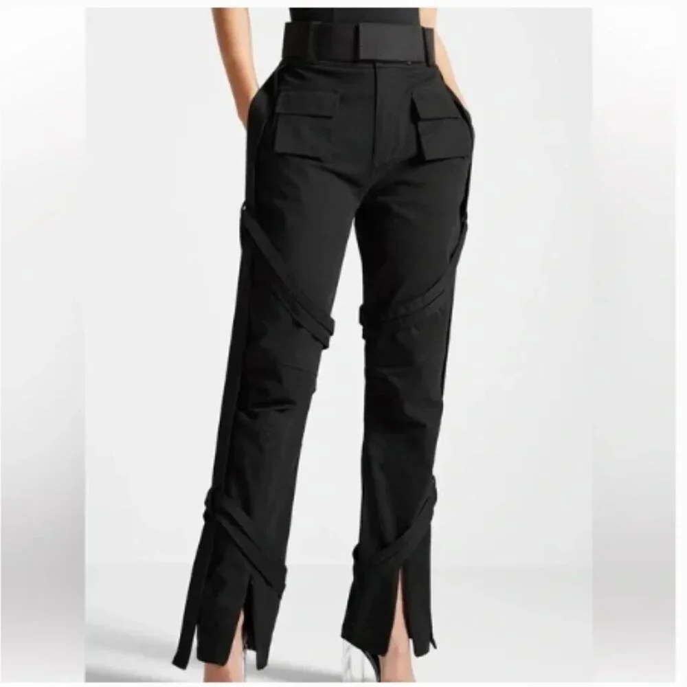 NWT MANIERE DE VOIR Carpenter Cargo Trousers Black Pants in Size 4 - Picture 2 of 16